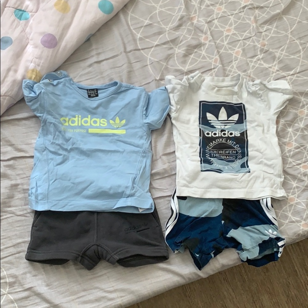 2 x Adidas Baby Boy 12M short Set